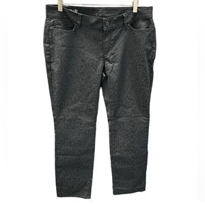 Ann Taylor Black Tonal Animal Print Modern Fit Slim Leg Trouser Pants Sz 12P NWT